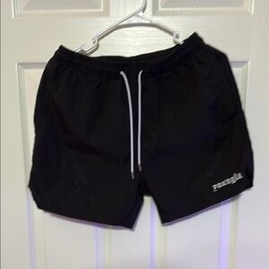 YoungLA Black Shorts with White Accents